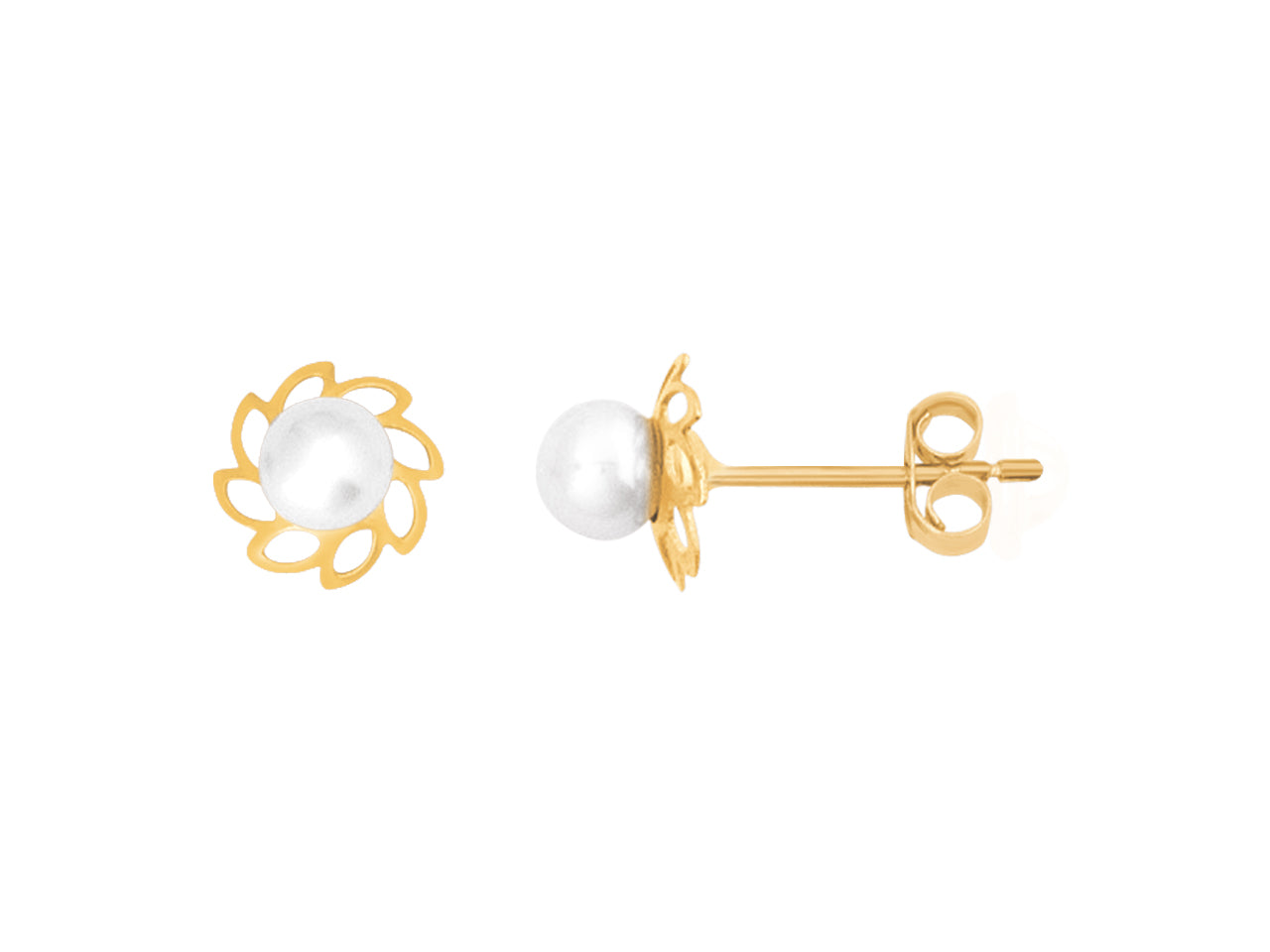 Clou d'Oreilles Or Fleur et Perle | Réunion