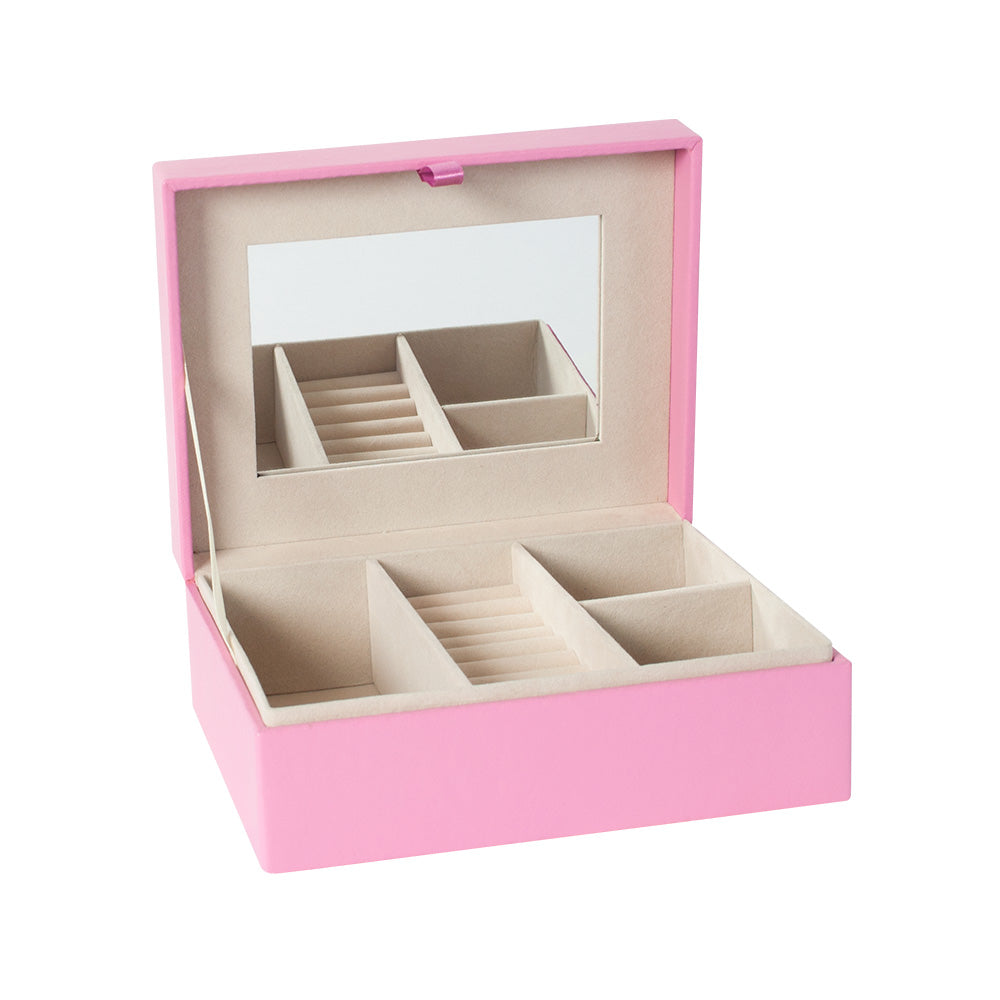Coffre à bijoux rose avec mirroir