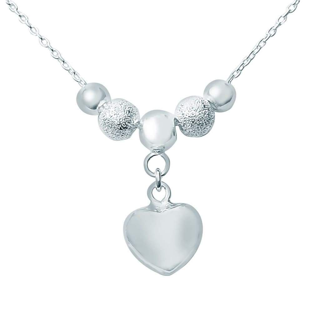 Collier Argent Cœur et Billes - Bijouterie Tropicor