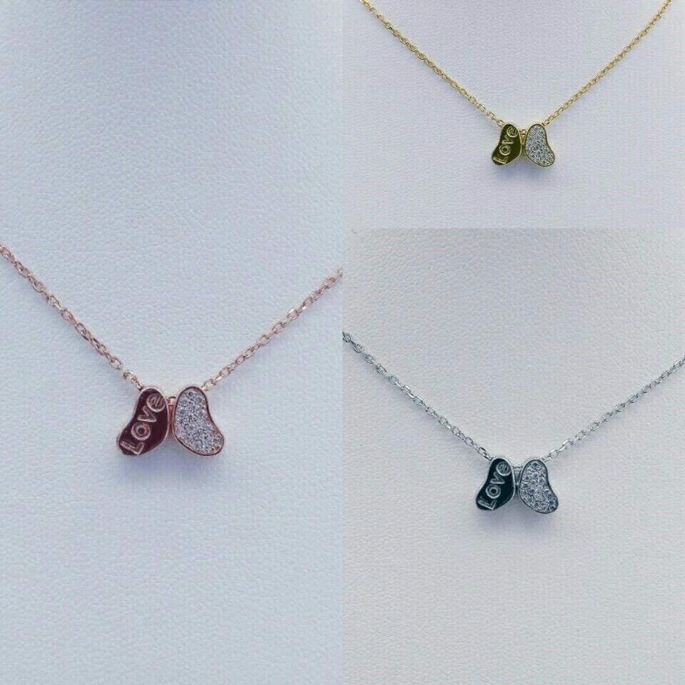 Collier Argent Deux Coeurs - Bijouterie Tropicor