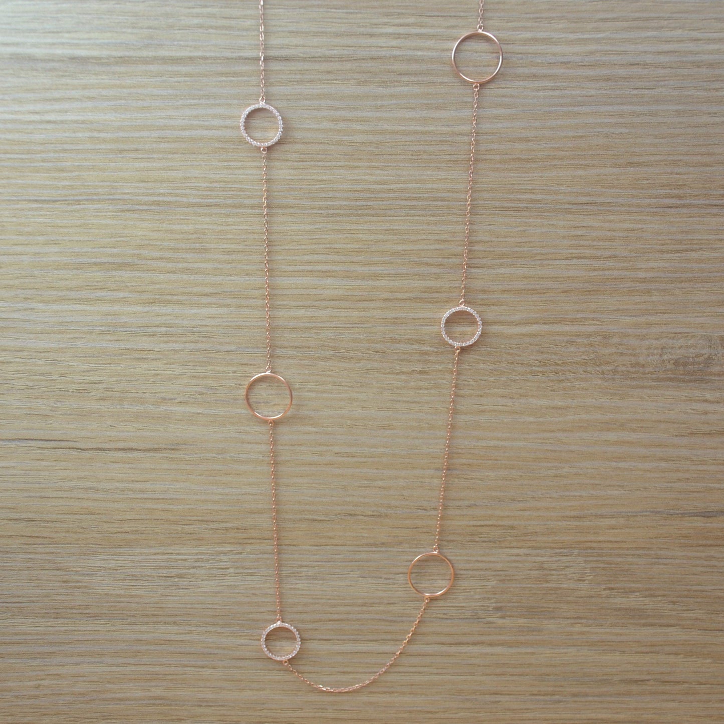 Sautoir en Argent plaqué Or Rose