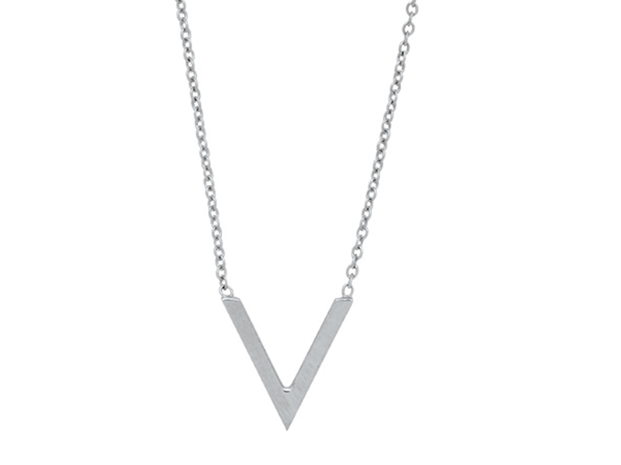 Collier motif V Or Gris 18 carats