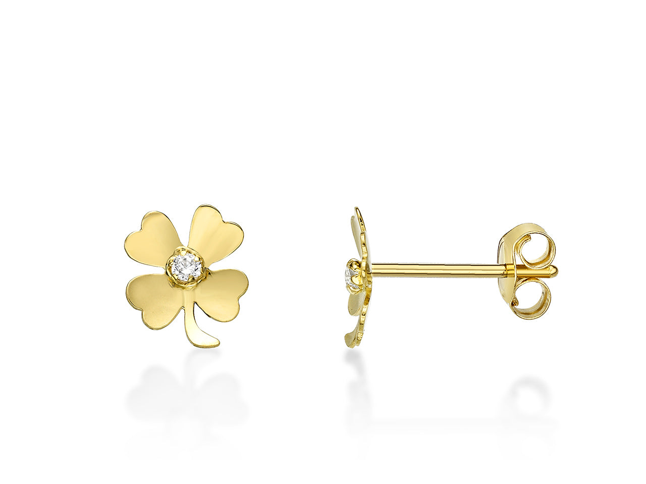 Boucles d'Oreilles Or Trèfle | Bijou Réunion