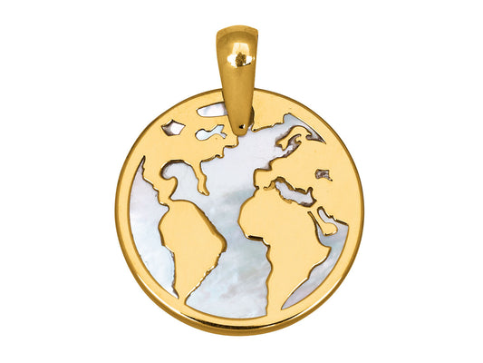 Pendentif Carte du monde Or et Nacre