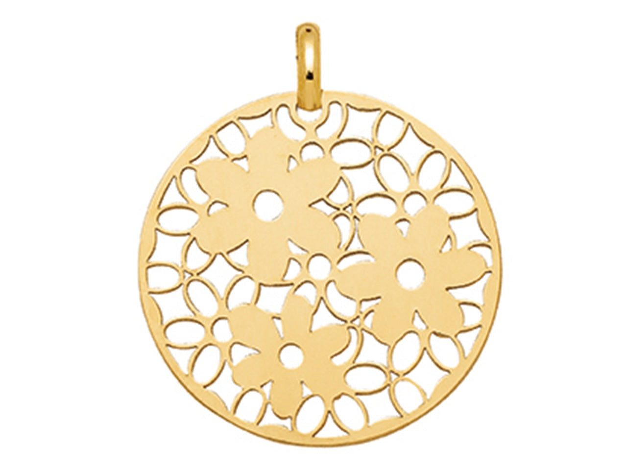 Pendentif Or ajouré, motif Cercle et Fleur