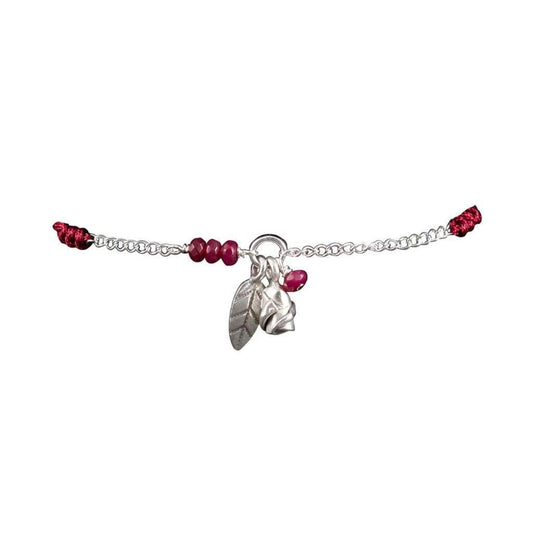 Bracelet Cordon Bouton de Rose Argent - Bijouterie Tropicor