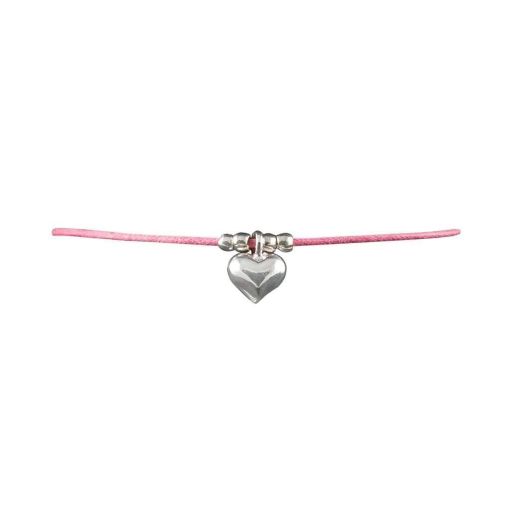 bracelet cordon rose coeur